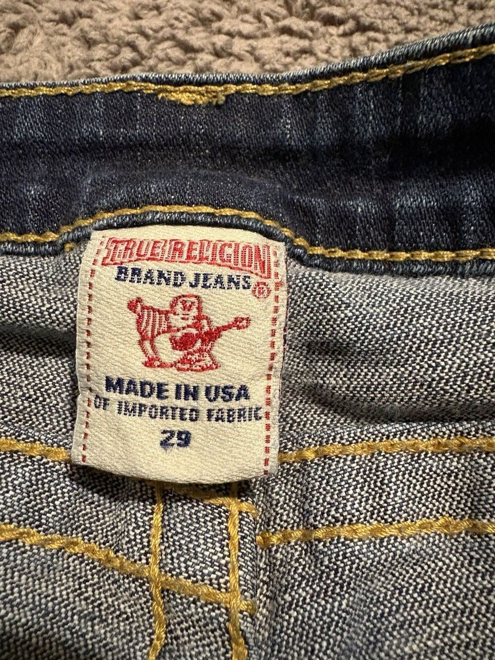 WOMENS TRUE RELIGION JOEY GOLD SEQUINS HORSESHOE BOOT CUT JEANS 29x32.5-Rare!! - Picture 8 of 11